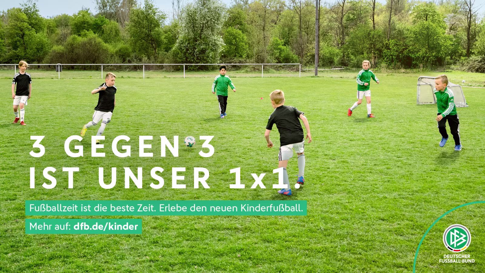 DFB-Kampagnenmotiv zum 3-gegen-3 im Kinderfußball.